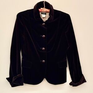 Smooth J Crew Chocolate Velvet jacket - 100 %  Cotton- sz 0